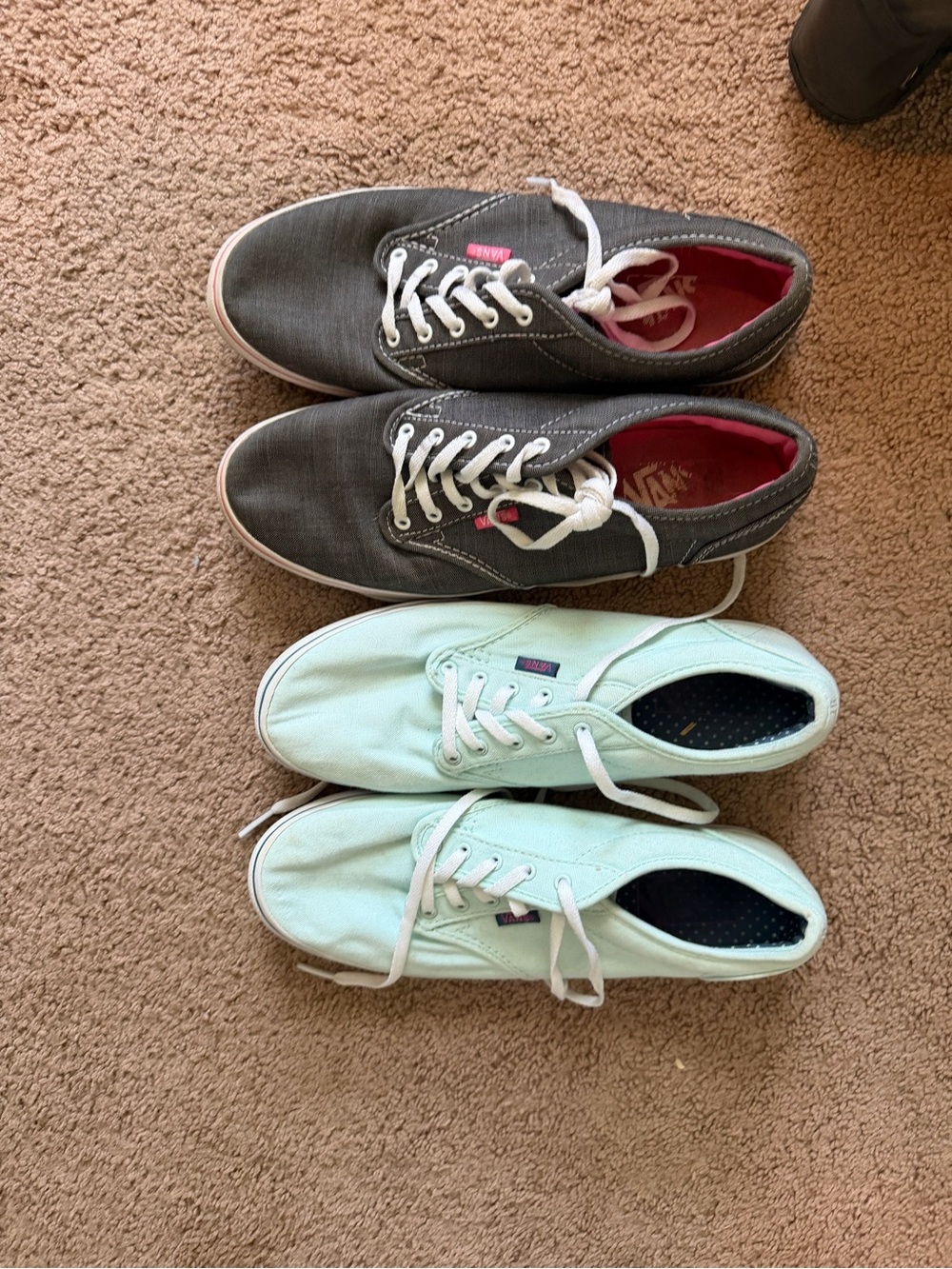 Vans Canvas Sneakers - Charcoal Gray & Mint